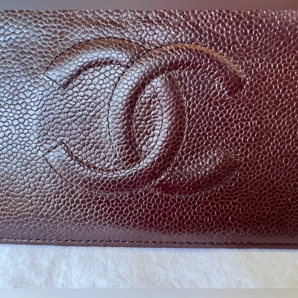 Chanel Quilted CC Logo Wallet in Dark Burgundy